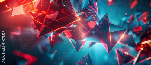 Abstract digital art featuring dynamic geometric shapes and vibrant colors, creating a futuristic and visually striking composition.