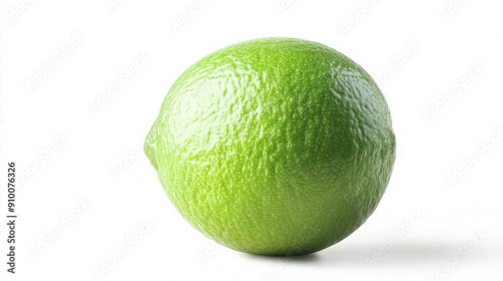 A Single Green Lime Isolated on White Background A Single Green Lime Isolated on White Background