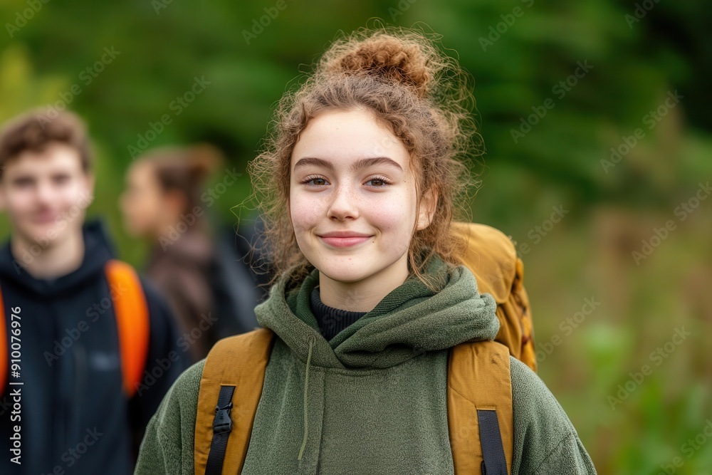 A group of students learning about conservation in a nature reserve, feeling inspiration and commitment A group of students learning about conservation in a nature reserve, feeling inspiration and commitment