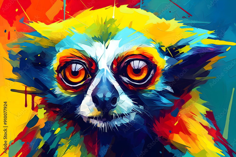Colorful Abstract Illustration of a Lemur Colorful Abstract Illustration of a Lemur