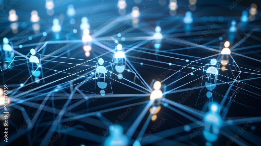Abstract network of people connected by lines, representing social media, communication, and connection. Abstract network of people connected by lines, representing social media, communication, and connection.