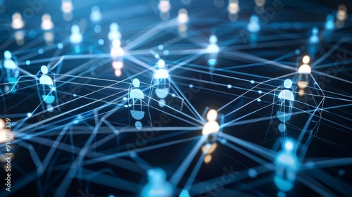 Abstract network of people connected by lines, representing social media, communication, and connection.