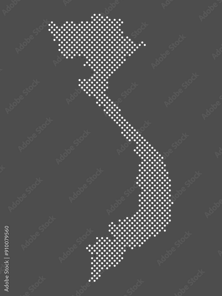 Vietnam map dot on gray background. Dotted map of Vietnam. Vector eps10 ...