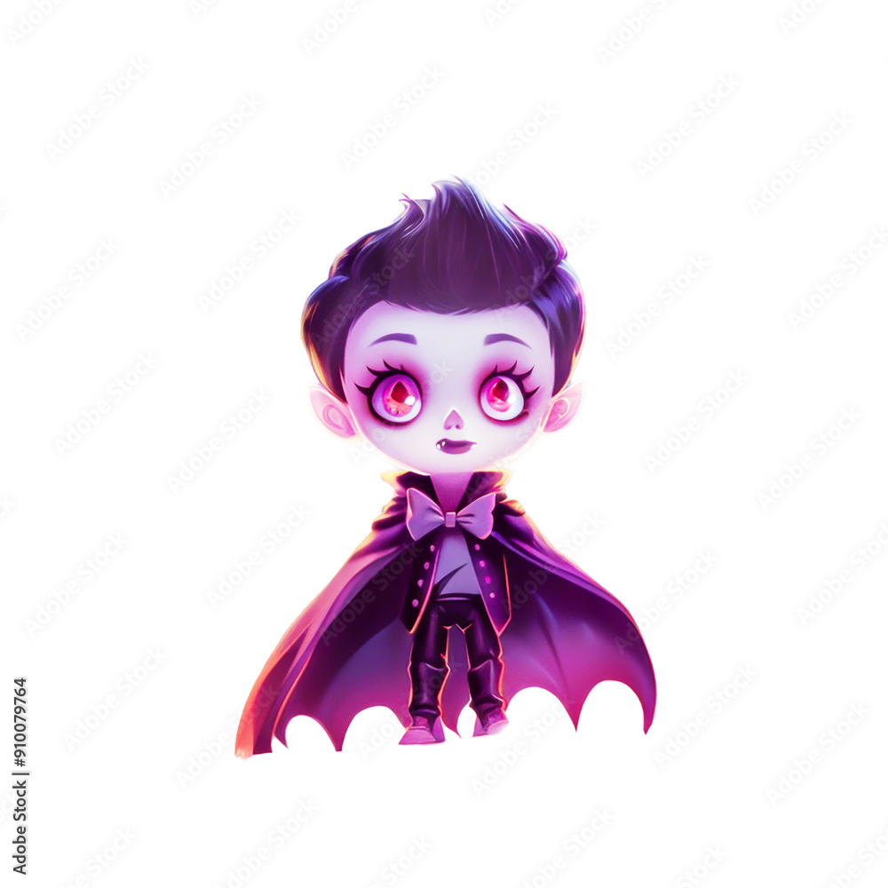 Isolated cute, kawaii vampire child with bright eyes on transparent background. Concept of playful and enchanting Halloween fun for kids Isolated cute, kawaii vampire child with bright eyes on transparent background. Concept of playful and enchanting Halloween fun for kids
