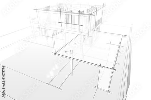 house building architecture 3d illustration