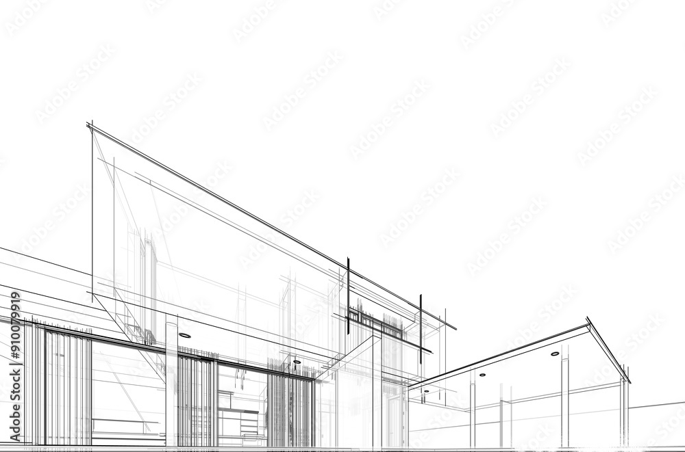 house building architecture 3d illustration house building architecture 3d illustration