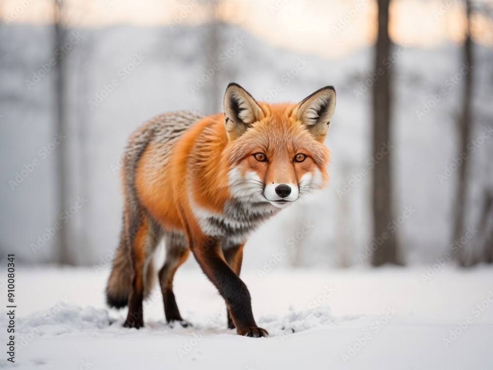 Red fox in front of a white background Red fox in front of a white background