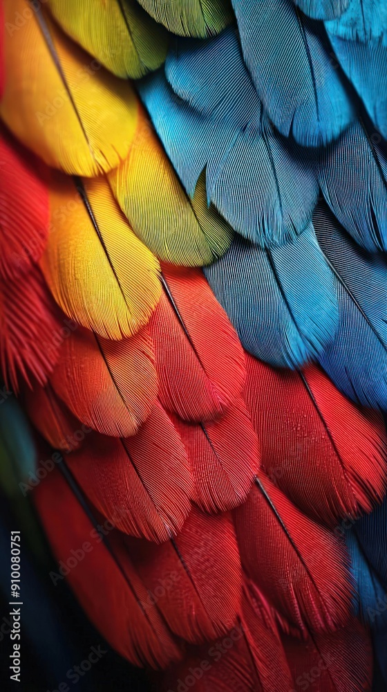 Fototapeta premium Tropical parrot with vibrant feathers, the word 'Parrot' woven into the plumage