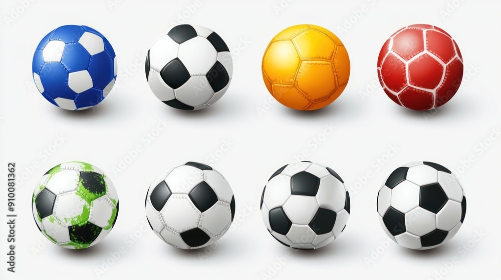 Colorful Soccer Balls Set: Classic and Unique Designs Colorful Soccer Balls Set: Classic and Unique Designs