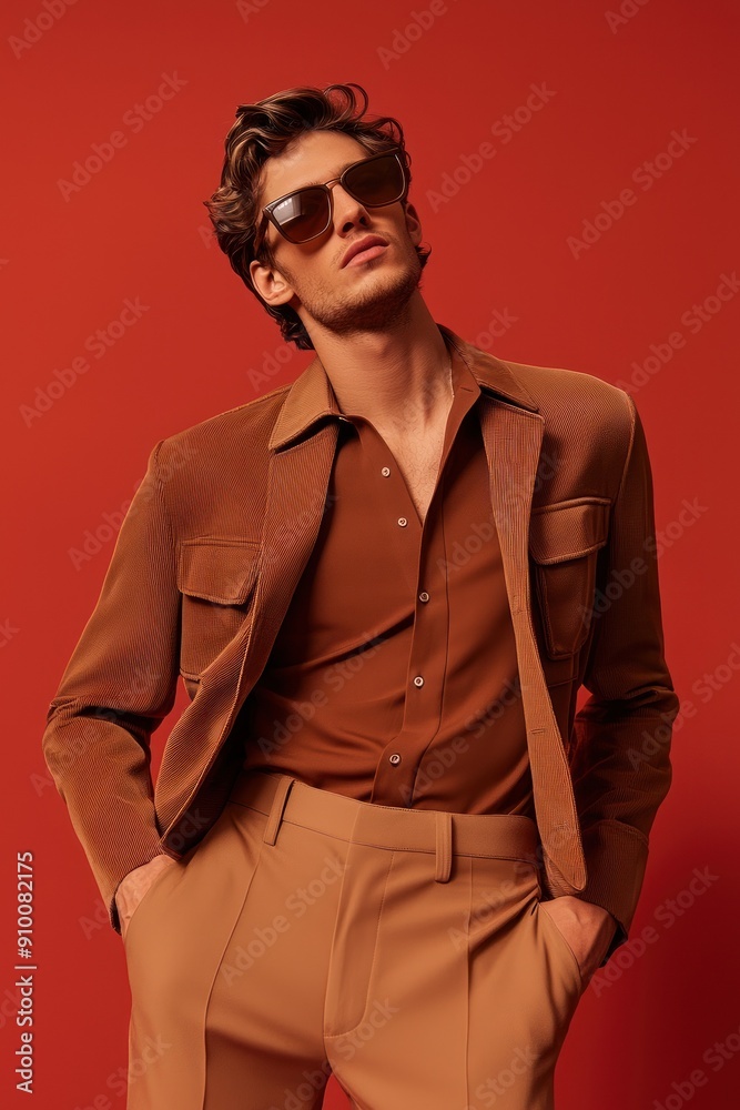 Stylish gentleman posing in trendy retro-inspired attire. Stylish gentleman posing in trendy retro-inspired attire.