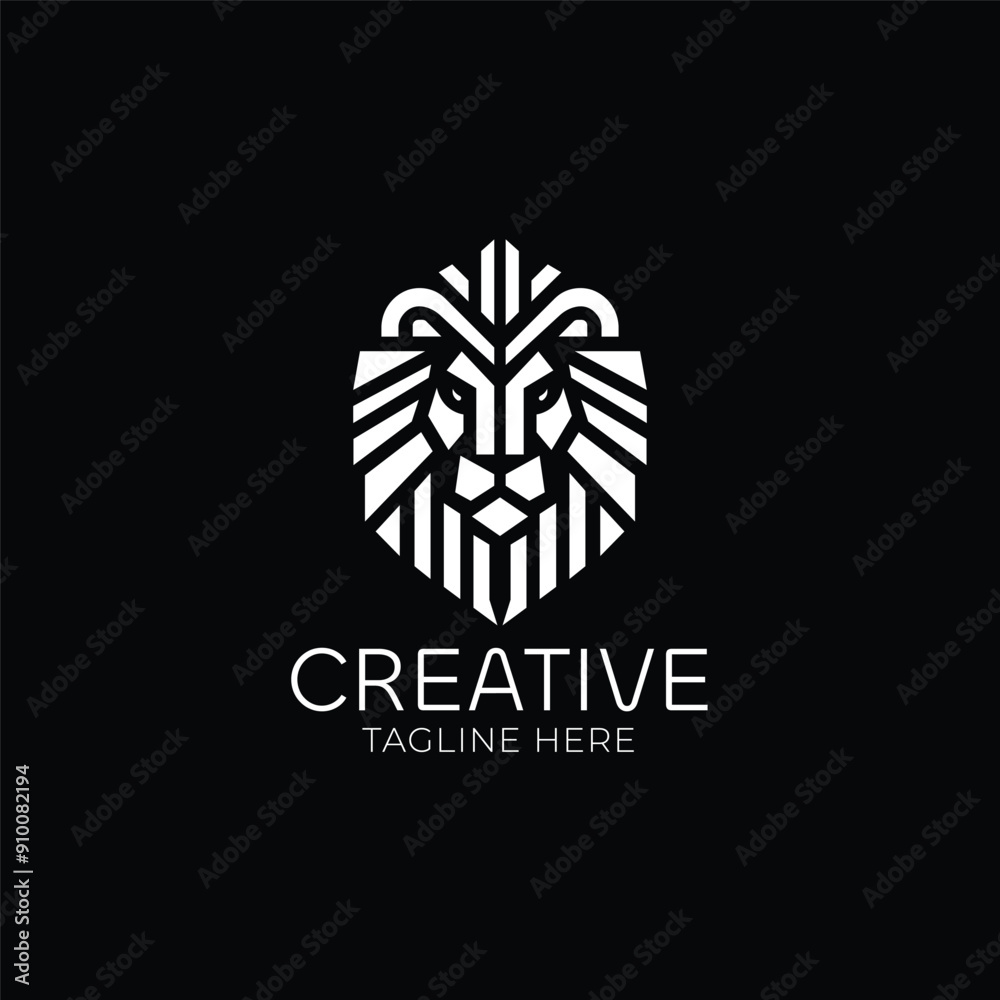 Lion head geometric vector logo design	