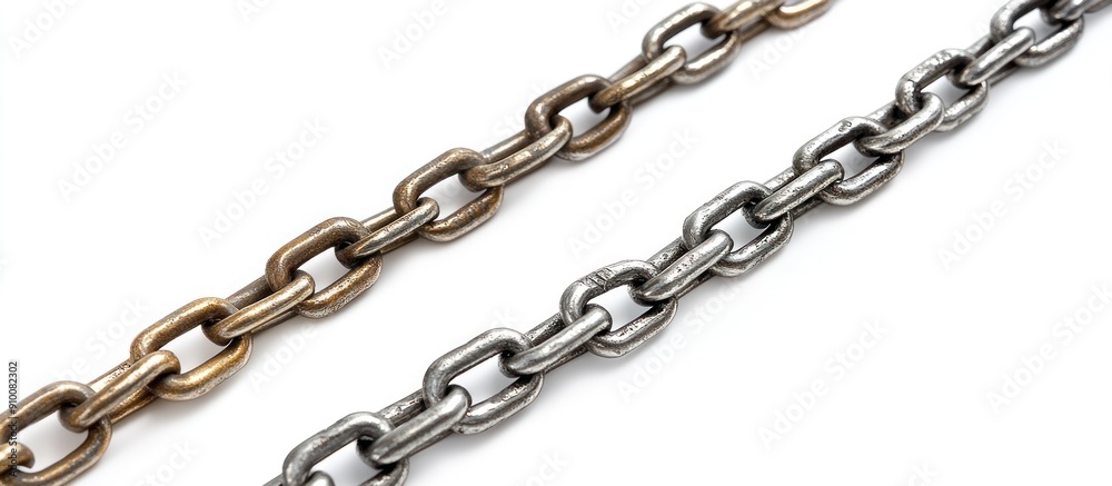 Metal Chain in Two Finishes on White Background Metal Chain in Two Finishes on White Background