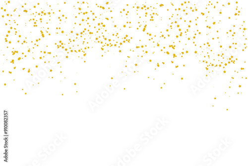 Golden seamless confetti of flying stars for a celebration background. Abstract gold stars confetti for a holiday frame