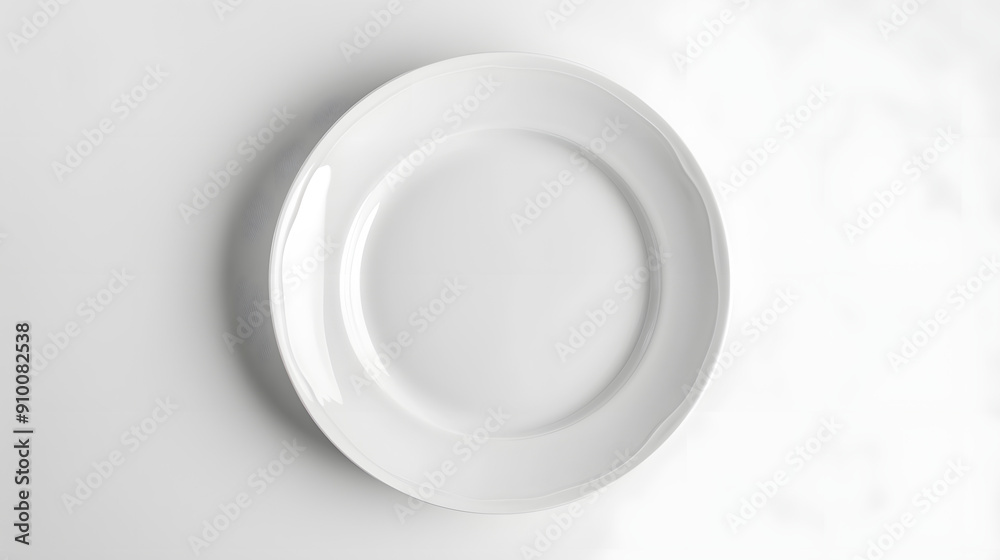 Overhead shot of a clean, white plate set against a matching white background. The minimalist design creates a seamless, monochromatic look perfect for modern table settings. Overhead shot of a clean, white plate set against a matching white background. The minimalist design creates a seamless, monochromatic look perfect for modern table settings.