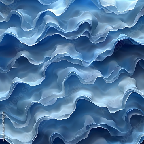 Abstract Blue Waves. Abstract digital illustration of blue waves, creating a flowing, dynamic, and organic texture.