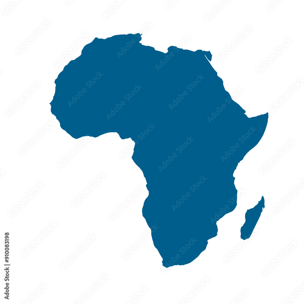 Vector map silhouette of Africa, showcasing its distinct shape and geographical layout. Ideal for educational and design purpose, graphic emphasizes the continent borders without any details. Vector map silhouette of Africa, showcasing its distinct shape and geographical layout. Ideal for educational and design purpose, graphic emphasizes the continent borders without any details.