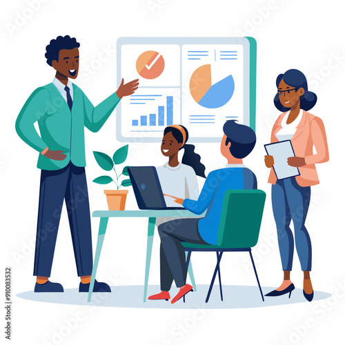 black consultants leading a strategy workshop vector illustration