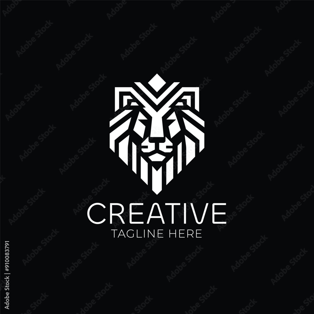 Lion head geometric vector logo design Lion head geometric vector logo design