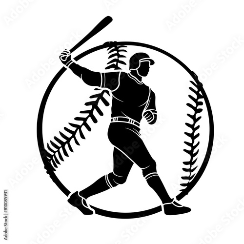 Baseball Player | Baseball Player Batter | Baseball Bat | Baseball Game | Hitter | Baseball Dad | Baseball Team | Stitched Ball | Original Illustration | Vector and Clipart | Cutfile and Stencil