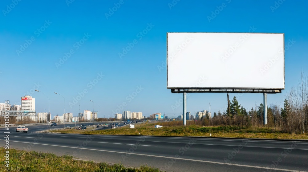 white blank billboard on blue sky background white blank billboard on blue sky background