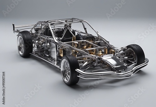 car 3d body frame background white three-dimensional alternative assemble assembly auto automobile bodywork carcase chassis closeup component concept construction design empty energy