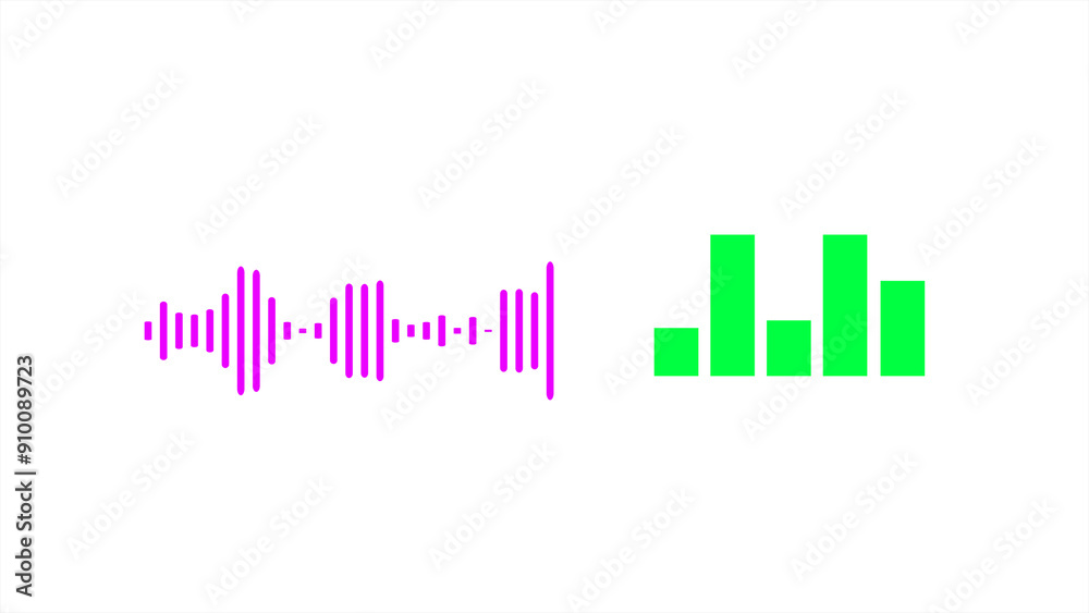 Audio Sound wave. Analog and digital audio signals. Interference voice recording. High frequency radio waves. voice message, music app. Audio wave icon. Equalizer template. Audio Sound wave. Analog and digital audio signals. Interference voice recording. High frequency radio waves. voice message, music app. Audio wave icon. Equalizer template.