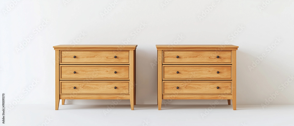 Set of Modern Dressers on a White Background Set of Modern Dressers on a White Background