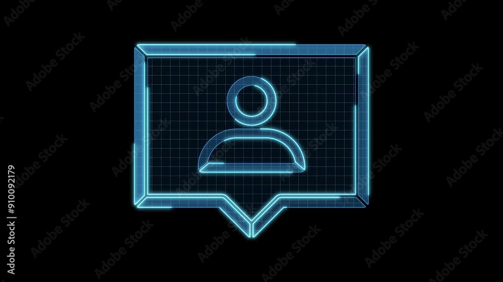 Social media user icon motion animation, continuous seamless loop from 1 to 7 second mark, futuristic cyber technology look, neon laser lines on black background. Social media user icon motion animation, continuous seamless loop from 1 to 7 second mark, futuristic cyber technology look, neon laser lines on black background.