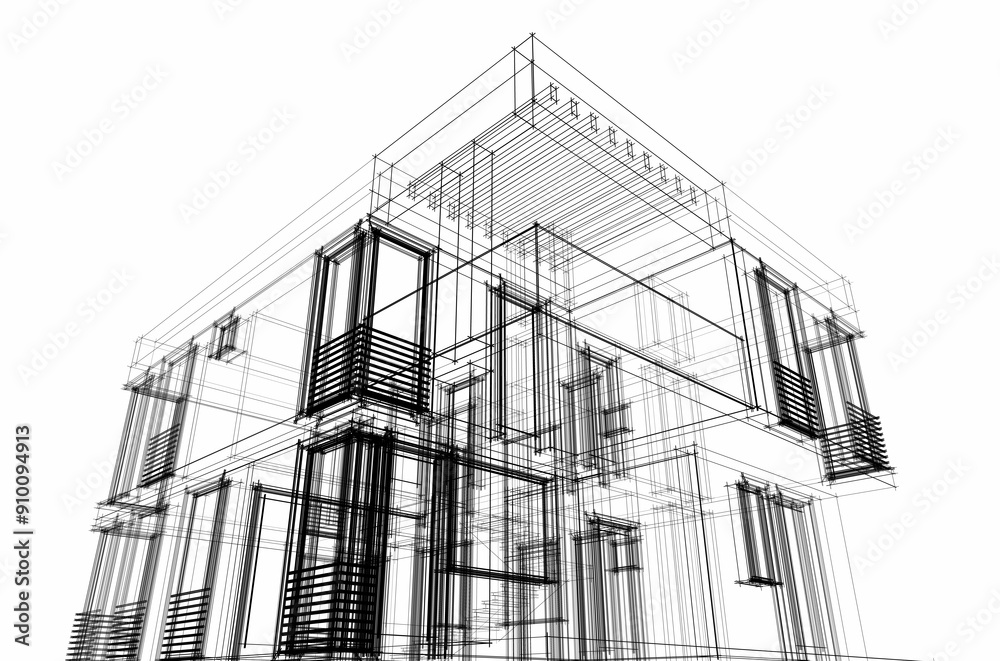 Fototapeta premium architectural sketch of building