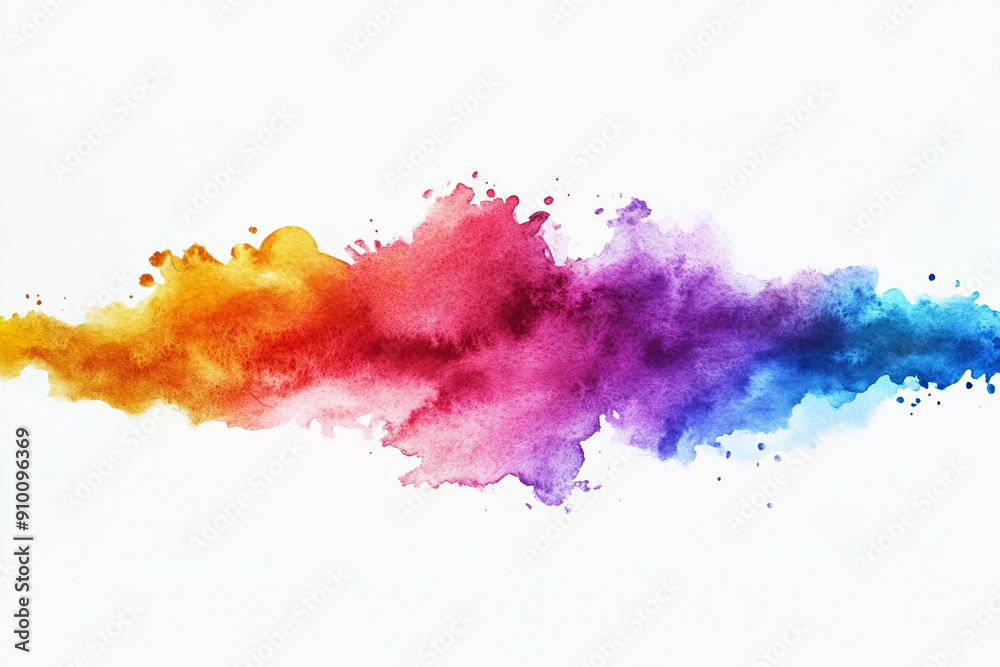 Fototapeta premium Colorful watercolor splash in a dynamic design Water color on white background