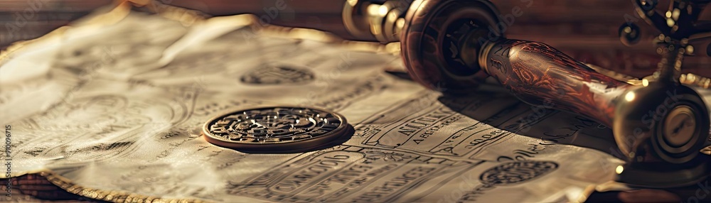 An antique document and coin symbolizing history, tradition, and scholarly pursuit, perfect for educational and cultural themes. An antique document and coin symbolizing history, tradition, and scholarly pursuit, perfect for educational and cultural themes.
