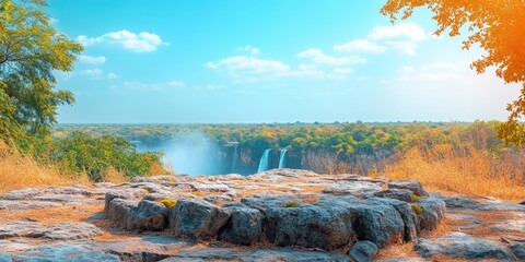 Keuken achterwand Turquoise View of Victoria Falls from the Edge of a Cliff  © MrHamster