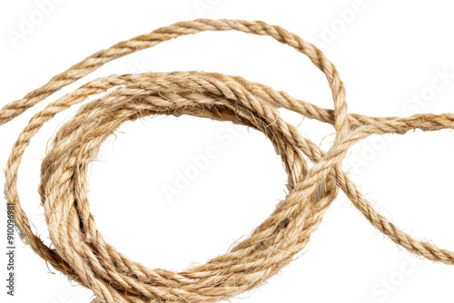 Beige decorative string with loops, isolated on white background. PNG without background