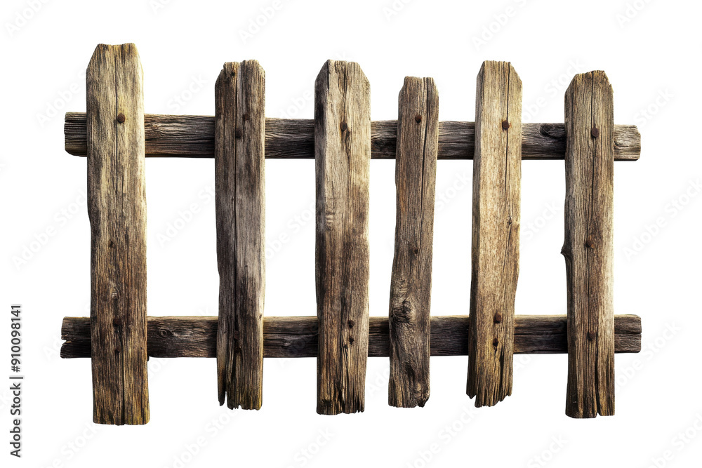Old wooden fence with weathered, rustic planks. PNG image Old wooden fence with weathered, rustic planks. PNG image