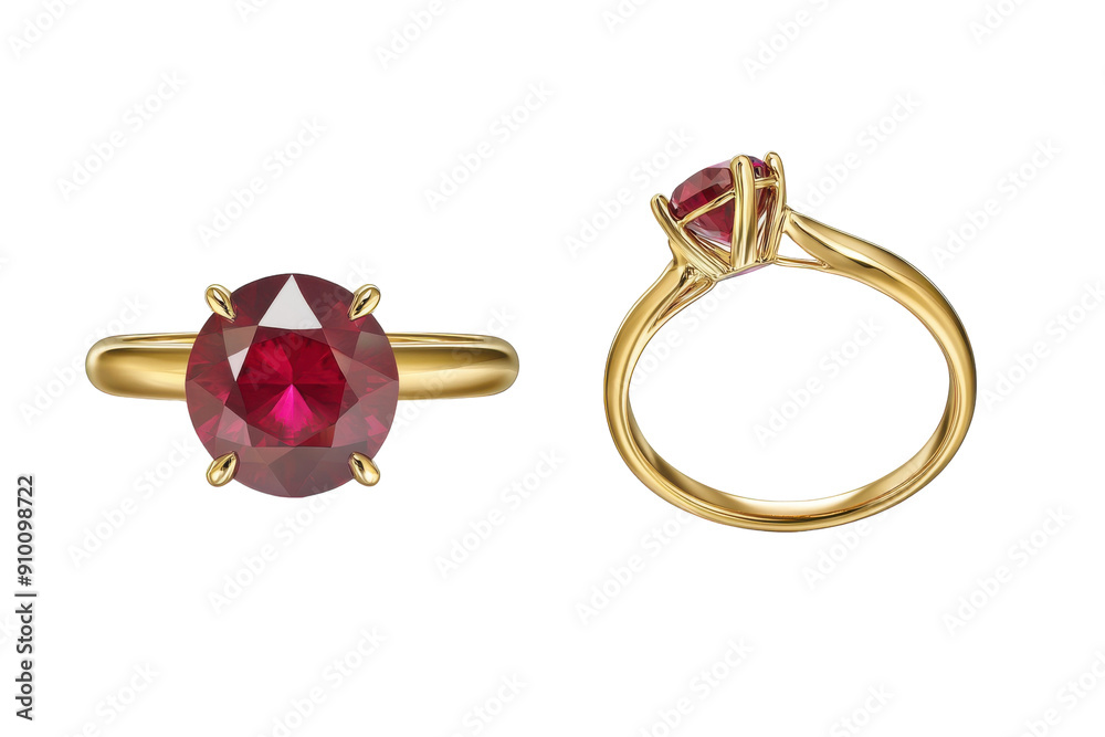 Gold ring with a large red ruby gemstone. PNG image Gold ring with a large red ruby gemstone. PNG image