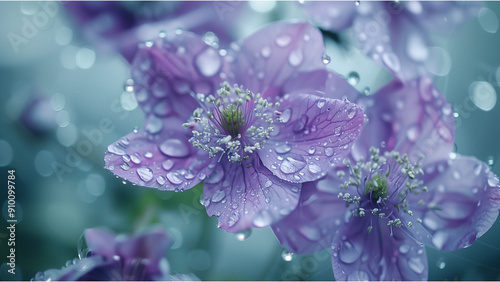 water drops on flowers Top View. flower background