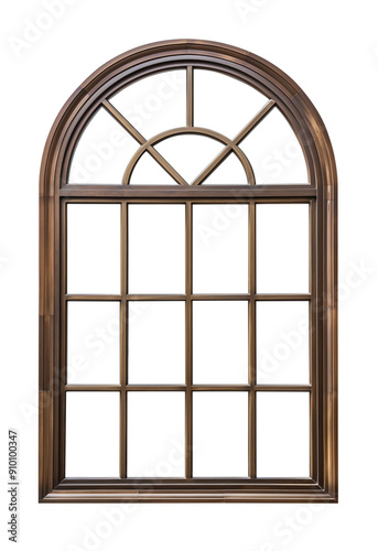 A brown art deco minimalist style window  isolated against a transparent background