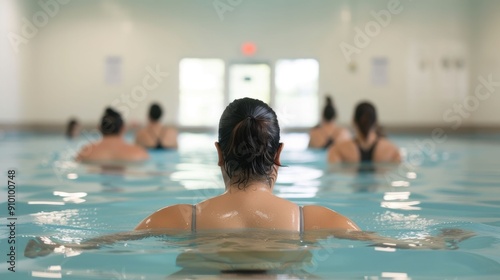 Patients Participating in Aquatic Therapy in an Indoor Pool Facility for Rehabilitation Recovery and Wellness