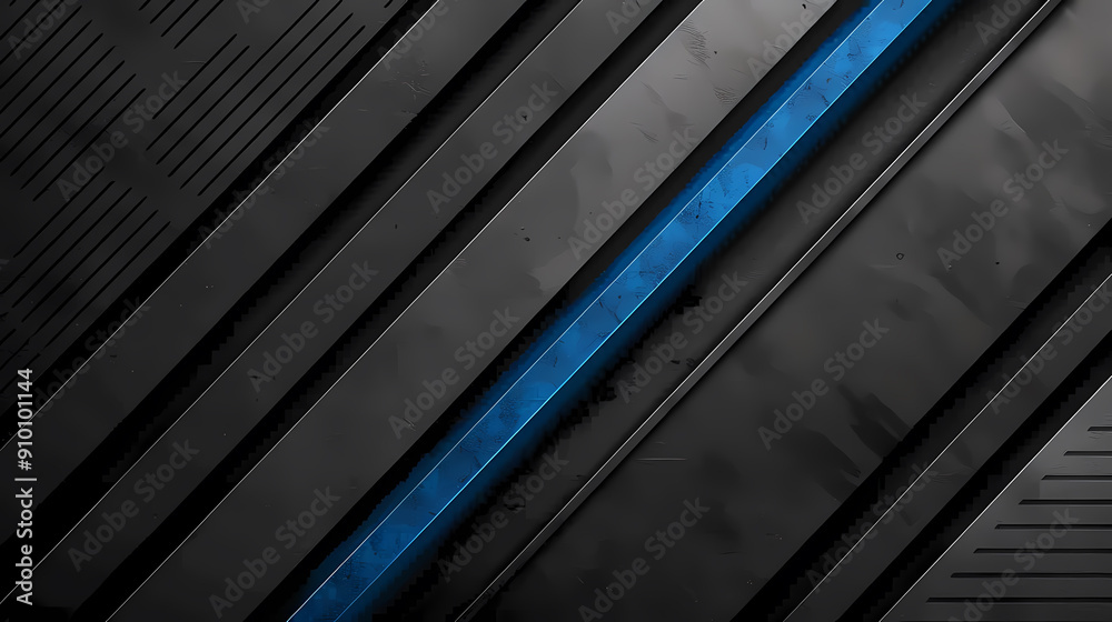 Abstract geometric background with a diagonal blue stripe running across a black textured background. Abstract geometric background with a diagonal blue stripe running across a black textured background.