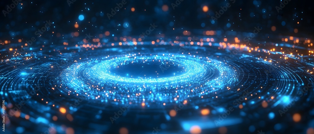 Abstract Digital Network with Blue and Orange Lights. Abstract Digital Network with Blue and Orange Lights.