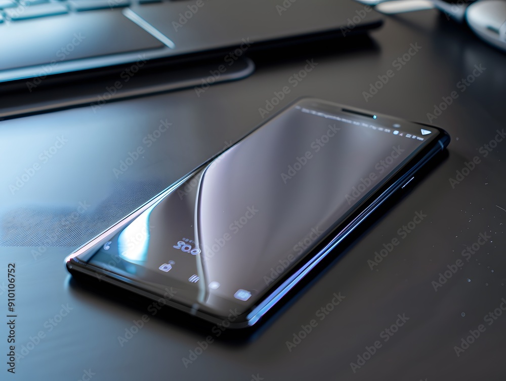 Smartphone on a Black Surface Smartphone on a Black Surface