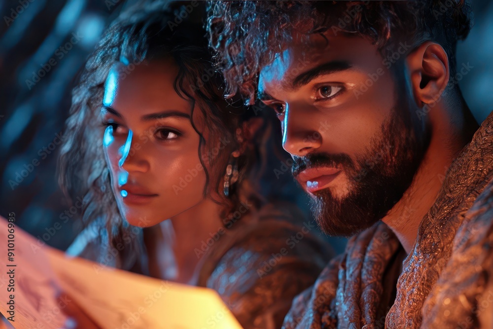 Fantasy adventurers in enchanted robes, presenting mystical invitations, guiding mythical creature tours, rich colors, glowing lights, detailed scene Fantasy adventurers in enchanted robes, presenting mystical invitations, guiding mythical creature tours, rich colors, glowing lights, detailed scene