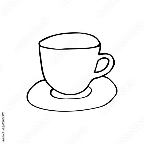 cup on a saucer - hand drawn doodle