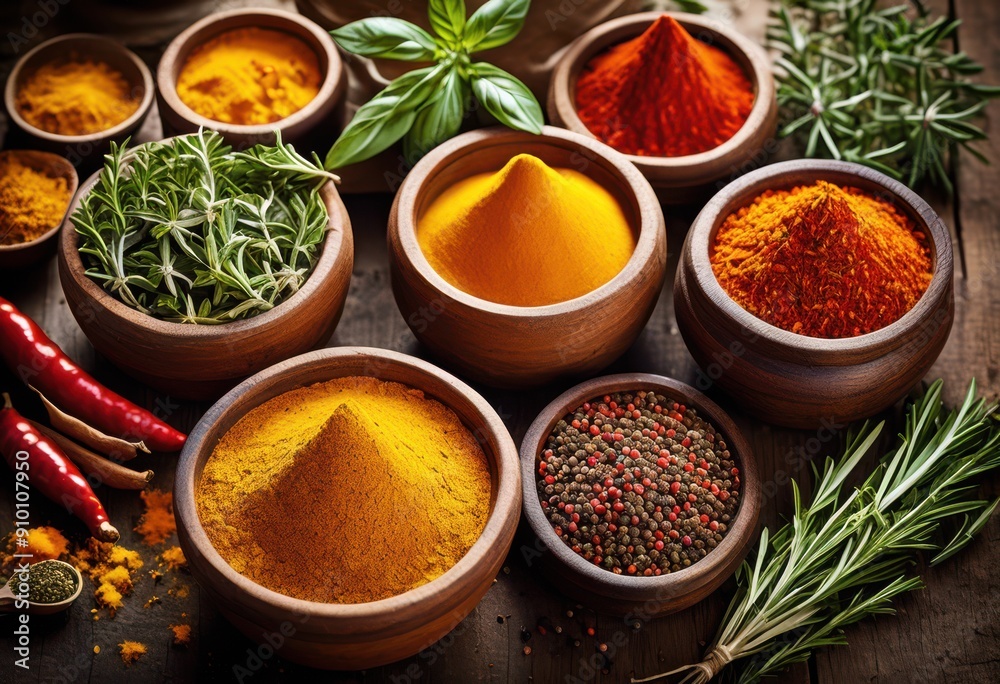 vibrant close display colorful herbs spices containers showcasing rich textures natural colors, aroma, arrangement, kitchen, seasoning, flavor, variety vibrant close display colorful herbs spices containers showcasing rich textures natural colors, aroma, arrangement, kitchen, seasoning, flavor, variety