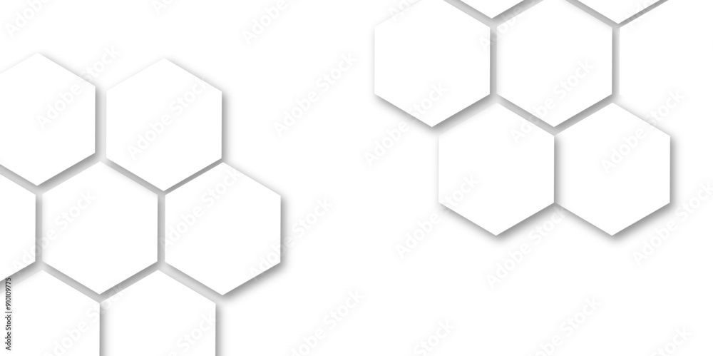 The geometric hexagon texture pattern design. The abstract hexagon design white background abstract wall decorative in the bath copy space, technology, data, commination.