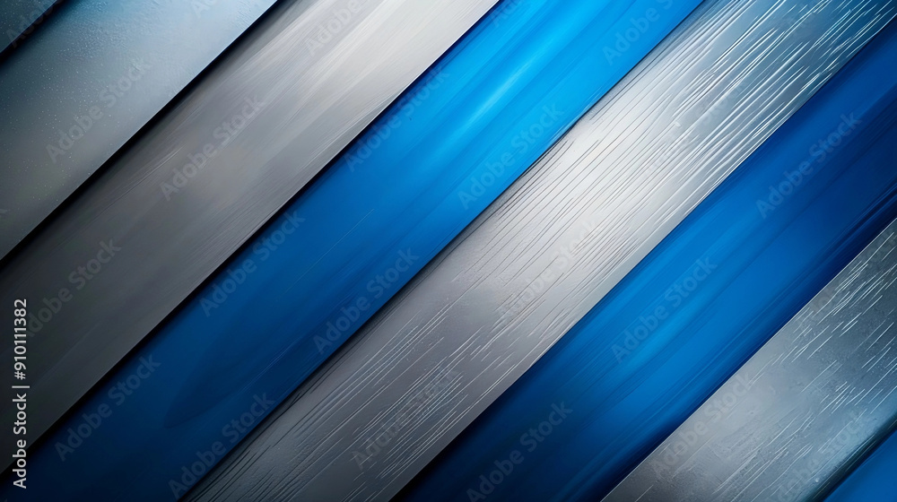 Obraz premium Abstract Blue and Silver Diagonal Stripes