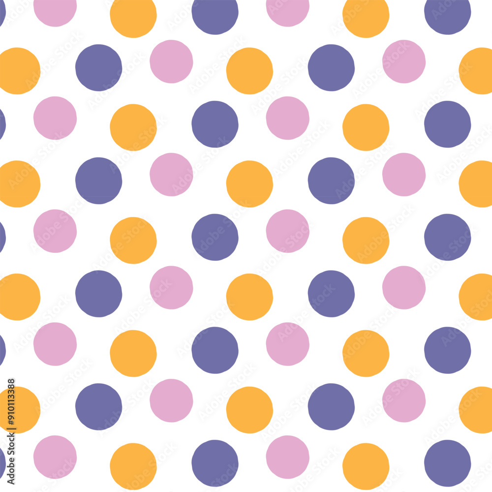 Colorful hand drawn polka dot seamless pattern design