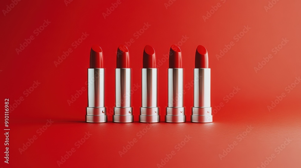 Elegant red lipsticks vibrant red background Elegant red lipsticks vibrant red background