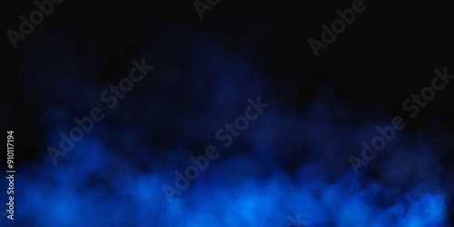 Fog or smoke, blue smog cloud on isolated transparent special effect. Vector illustration, morning fog over land or water surface, magic haze.	