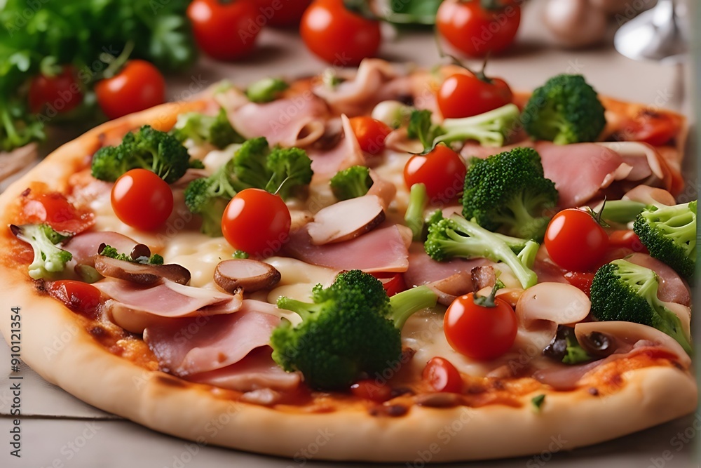 cherry up pizza champignon pepper tomatoes Close mushrooms red Healthy ham broccoli cherry up pizza champignon pepper tomatoes Close mushrooms red Healthy ham broccoli